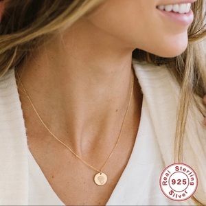 January Birthday Carnation Engraved Round Pendant Gold-Plated Chain Necklace 15"